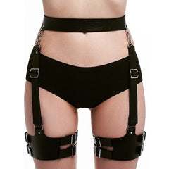 Leather Harness Garter Belt Goth Leg Cage Suspender Belt Bondage Harness Sexy Wedding Garter Fetish Leg Stockings For Sexy Woman