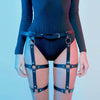 Image of Leather Harness Garter Belt Goth Leg Cage Suspender Belt Bondage Harness Sexy Wedding Garter Fetish Leg Stockings For Sexy Woman