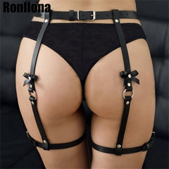 Leather Harness Garter Belt Goth Leg Cage Suspender Belt Bondage Harness Sexy Wedding Garter Fetish Leg Stockings For Sexy Woman