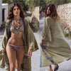 Image of Leaves Print Bikini Beach Cover up Tunics for Beach Long Kaftan Bikini Cover up Robe de Plage Sarong Beach Swimsuit cover-ups