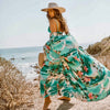 Image of Leaves Print Bikini Beach Cover up Tunics for Beach Long Kaftan Bikini Cover up Robe de Plage Sarong Beach Swimsuit cover-ups