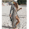 Image of Leaves Print Bikini Beach Cover up Tunics for Beach Long Kaftan Bikini Cover up Robe de Plage Sarong Beach Swimsuit cover-ups