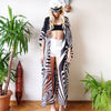 Image of Leaves Print Bikini Beach Cover up Tunics for Beach Long Kaftan Bikini Cover up Robe de Plage Sarong Beach Swimsuit cover-ups