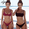 Image of Lefeel Solid Bikini Set Women Sexy Brazilian Swimsuit Bikinis Summer Tube Top Swimwear Low Waist Bathing Suit Female Biquini