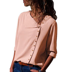 Leisure Blouse 2019 Fashion Long Sleeve Women Blouses and Tops Skew Collar Solid Office Shirt Casual Tops Blusas Chemise Femme