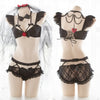 Image of Lolita Vintage Gothic Princess Cute Bride Anime Costumes Lace Lingerie Ruffle Vampire Bridal Bikini Underwear Set For Women