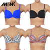 Image of M&M Women Bikini Top Ruched Print Sexy Swimsuit Tops Underwire Micro Bikini Adjustable Straps Women Push Up Girls Swimwear T602
