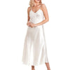 Image of MISSOMO women nightgown Ladies Satin Lace Long Nightdress Nightie Deep Lace Front Lace Detail Lingerie night dress plus size