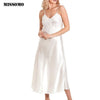 Image of MISSOMO women nightgown Ladies Satin Lace Long Nightdress Nightie Deep Lace Front Lace Detail Lingerie night dress plus size
