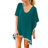 Image of MUQGEW Summer Women Swimsuit Bikini Cover Up Sexy Beach Cover Ups Chiffon Tassels Dress Elegant  Beach Bathing Suit tunic kaft