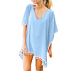 Image of MUQGEW Summer Women Swimsuit Bikini Cover Up Sexy Beach Cover Ups Chiffon Tassels Dress Elegant  Beach Bathing Suit tunic kaft