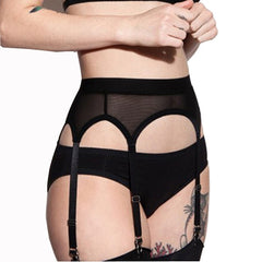 Missomo Plus Size Sexy Garter Belt Punk Goth Women Suspender Belt Hot Sheer Thigh High Exotic Lingerie Garters For Stockings