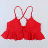 Image of Mix And Match Top + Bottom Bikini Set Swimwear Women Retro Print High Waist Tankini Swimsuit Red Black Bathing Suit Trikini