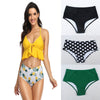 Image of Mix And Match Top + Bottom Bikini Set Swimwear Women Retro Print High Waist Tankini Swimsuit Red Black Bathing Suit Trikini