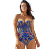 Image of Monokini Women Strapless High Neck Sexy Swimsuit One Piece Swimwear Brazil Style Underwire Goddess Block Striped Bating suit