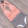 Image of NAKIAEOI 2019 Sexy New One Piece Swimsuit Plus Size Swimwear Women High Waisted Bathing Suits Beachwear Backless Swim Wear S~2XL