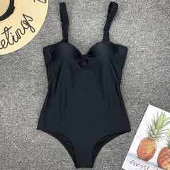 NEW 2019 Underwire Bra Cup One Piece Swimsuit Women Push Up Swimwear Female Monokini Bather Bathing Suit Swim Wear Sexy Bodysuit