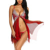 Image of NINGMI Sexy Lingerie for Women Open Front Babydoll Lace Floral Nightgown Thong Set Mesh HOt Chemise with String V Neck Sleepwear