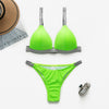 Image of Neon green micro bikini 2020 bathing suit Sexy push up swimsuit female bathers Triangle shiny swimwear women swim suit biquinis