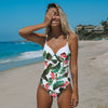 Image of New 2020 Sexy One Piece Swimsuit Female Printed Floral Halter Bandage Brazilian Swimwear Women Bathing Suits Swimming