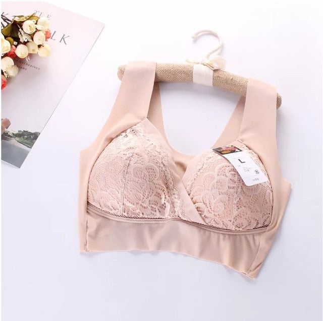 New Arrival No Rims High elasticity Sexy Lingeries Underwears Women bras plus size 6XL Bra women's Vest Fashion lace brassiere