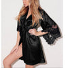Image of New Arrival Women Sexy Nightwear Plus Size S-3XL Women Sexy Silk Kimono Dressing Babydoll Lace Lingerie Belt Bathrobe Nightwear