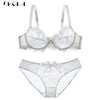 Image of New Fashion Embroidery Lingerie Set Women Bras C D Cup Plus Size Underwear Set Sexy Black Transparent Bra and Panties Sets Lace