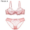 Image of New Fashion Embroidery Lingerie Set Women Bras C D Cup Plus Size Underwear Set Sexy Black Transparent Bra and Panties Sets Lace