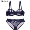 Image of New Fashion Embroidery Lingerie Set Women Bras C D Cup Plus Size Underwear Set Sexy Black Transparent Bra and Panties Sets Lace