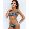 Image of New Fishon Full Cup Sexy Bikini Dot Mix and Match Print Adjustable Strap Push-Up Bustier Plunge Top With String Cut Up Bikini