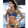 Image of New Fishon Full Cup Sexy Bikini Dot Mix and Match Print Adjustable Strap Push-Up Bustier Plunge Top With String Cut Up Bikini