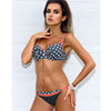 Image of New Fishon Full Cup Sexy Bikini Dot Mix and Match Print Adjustable Strap Push-Up Bustier Plunge Top With String Cut Up Bikini