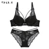 Image of New Green Underwear Set Women Bra Push Up Brassiere Cotton Thick Black Gather Sexy Bra Panties Sets Embroidery Lace Lingerie Set