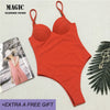 Image of New Halter One Piece Swimsuit Women Solid Yellow Red Swimwear Underwire Bathing Suit Swimming Suit 2018 Beachwear Black Bodysuit