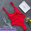 Image of New Halter One Piece Swimsuit Women Solid Yellow Red Swimwear Underwire Bathing Suit Swimming Suit 2018 Beachwear Black Bodysuit