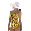 Image of New Korean High Quality Sexy Young Women One Pieces Swimsuit Underwire Push Up Shoulder Pineapple Printing Triangular Swimwear