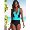 Image of New One Piece Swimwear Women Sexy Halter Beach Wear Brazilian Swimsuit Black White Patchwork Push Up Bathing Suit Women Monokini