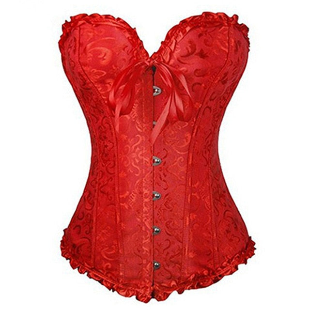 New Sexy Gothic Satin Lingerie Lace Corset Top + G-string + Skirt Bustier Mini Tutu Wedding Dress Costume Black Corset S-6XL