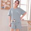 Image of New Summer Cute Cartoon Pajamas Sets Women Sweet Casual O-neck Tops Shorts Sleepwear Nightgowns Cotton High Quality Home Clothes