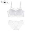 Image of New Top Sexy Underwear Set Cotton Push-up Bra and Panty Sets 3/4 Cup Brand Green Lace Lingerie Set Women Deep V Brassiere Black