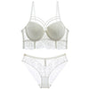 Image of New Top Sexy Underwear Set Green Bras Cotton Brassiere Women Lingerie Set Lace Embroidery Push up Bra Panties Sets Deep V Gather