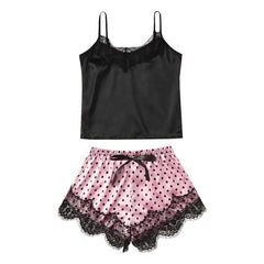 New Women Pajamas Lace Satin Wireless Bra Camisole Pajamas Sleepwear Bowknot Shorts Set Sexy Ladies Sleeveless Sleepwear Z71