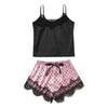 Image of New Women Pajamas Lace Satin Wireless Bra Camisole Pajamas Sleepwear Bowknot Shorts Set Sexy Ladies Sleeveless Sleepwear Z71