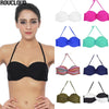 Image of New Women Sexy Micro Bikini Top Halter Swimwear Brazilian Biquini Cross Ruched Bra Push Up Bathing Suit Solid Swimsuit T607