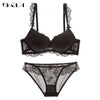 Image of New Women's underwear Set Lace Sexy Push-up Bra And Panty Sets Bow Comfortable Brassiere Young Bra Adjustable Deep V Lingerie