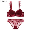 Image of New Women's underwear Set Lace Sexy Push-up Bra And Panty Sets Bow Comfortable Brassiere Young Bra Adjustable Deep V Lingerie