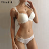 Image of New Women's underwear Set Lace Sexy Push-up Bra And Panty Sets Bow Comfortable Brassiere Young Bra Adjustable Deep V Lingerie
