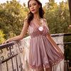 Image of Night Sleep Dress Nighties for Women Underwear Lingerie Sling Lace Embroidery V-Neck Sexy Nightdress Lenceria Femenina