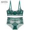 Image of Norns Women Bra Set Models French Sexy Thin Gathering Adjustment Lace Underwear Set High Waist Lingerie