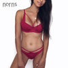 Image of Norns women's sexy underwear set lace lingerie set push up plus size bra set of linen red lingerie bra and panty set bralette